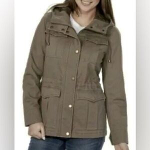 Lucky Brand Women’s Military Field Jacket Hood Full Zip Olive Green Size XS